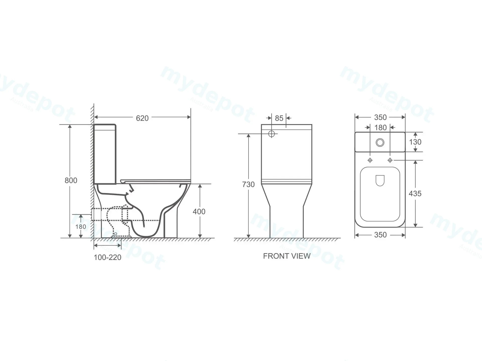 Aria Back- To-Wall Toilet Suite (Rimless) With Slim Pp Seat Cover(620*340*800) With Bottom Inlet Cistern T1B view 4