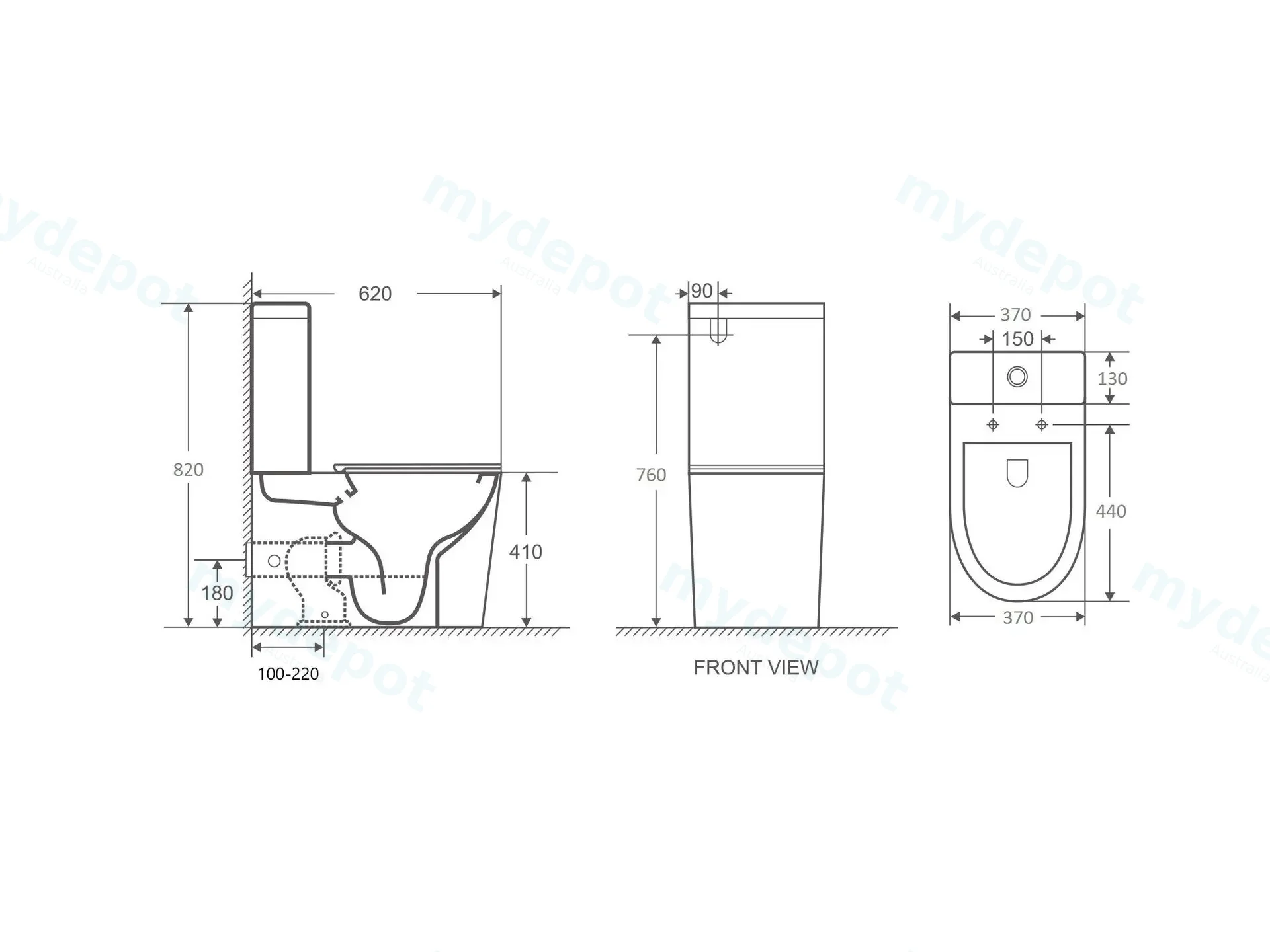 620*370*820mm London Back To Wall Toilet Suite (Rimless)With Slim Seat Cover And Universal Inlet Cistern  T6 view 2