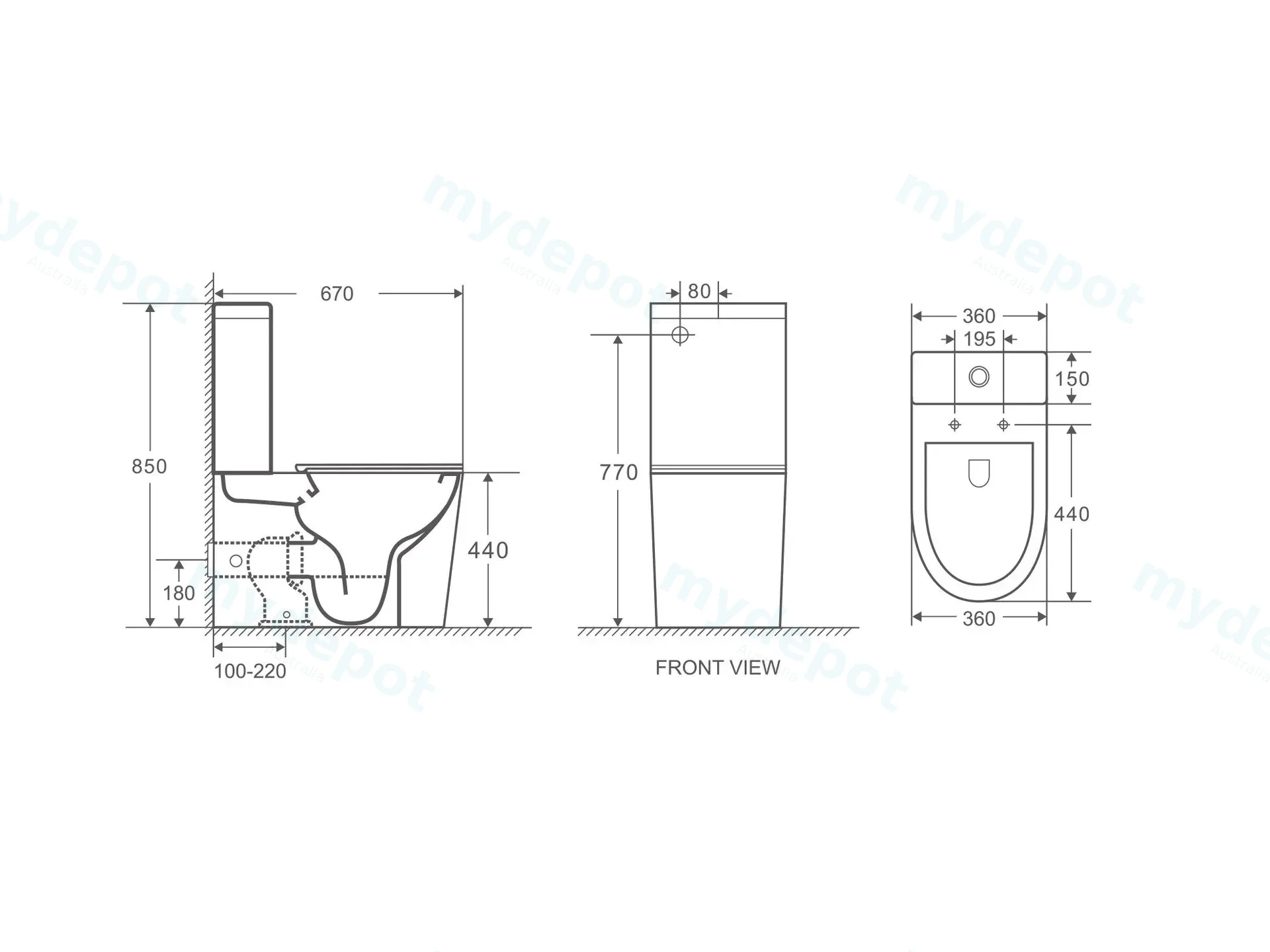 665*370*845mm Pani Back To Wall Toilet Suite (Rimless) With Slim UF Seat Cover And  Universal Inlet Cistern T3 view 4