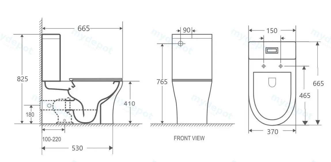 615*370*835mm Back To Wall Toilet Suite With Slim Uf Seat Cover And Universal Inlet Cistern T2 view 5