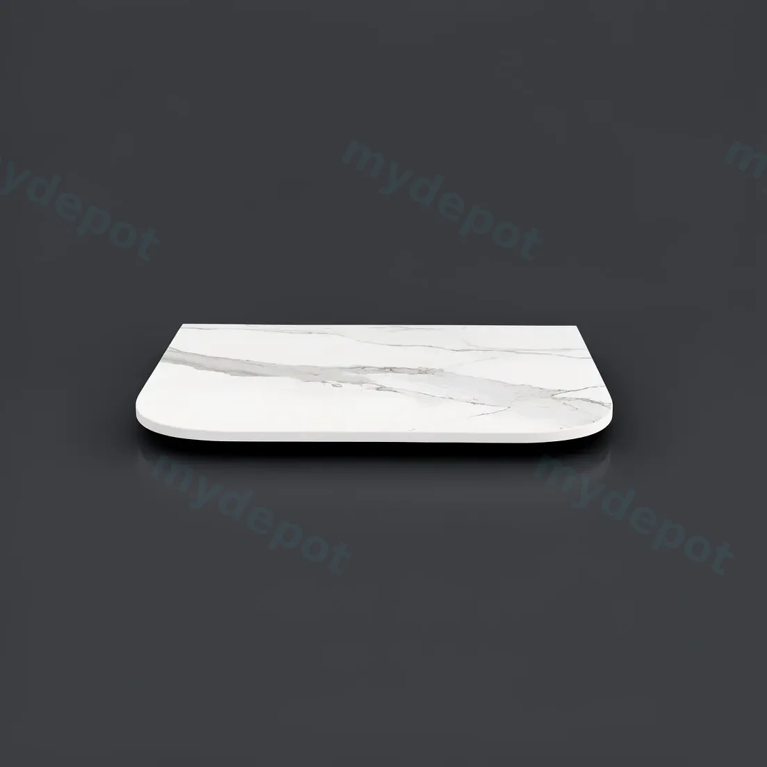 600x503x15mm White Marble Look Sintered Stone Top Matte Finish Rounded Corner Benchtop view 2