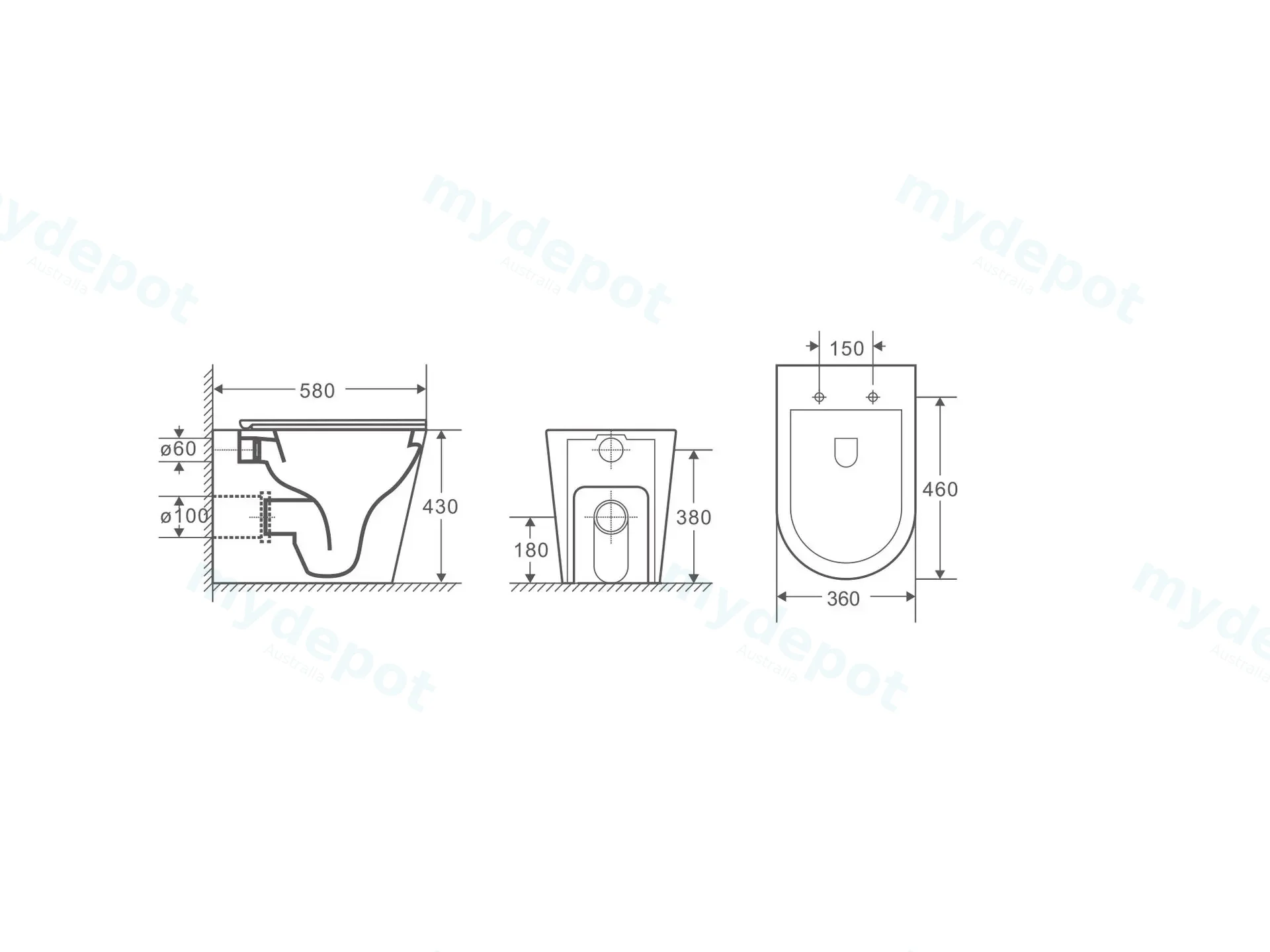 570*350*400mm Zara99 Floor Pan (Rimless) With Slim Uf Seat Cover view 4