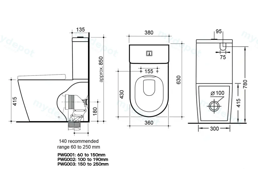Acadia Full Rimless Flush Pan view 2