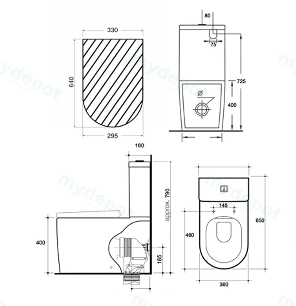 650×380×800mm Devito Wall Faced Toilet Suite view 12