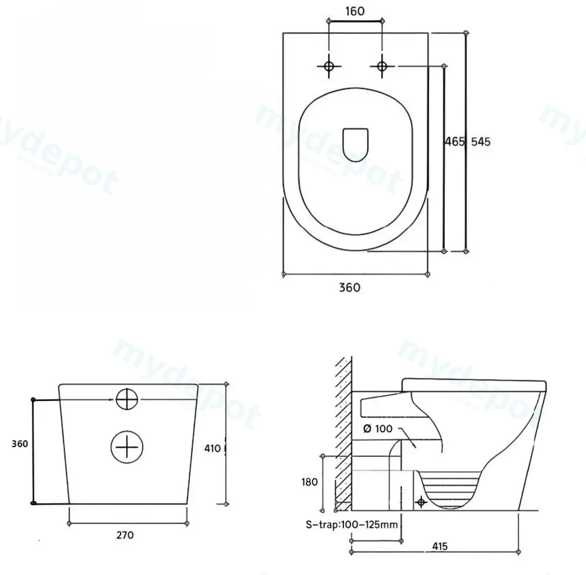 545*360*140mm Matte Black Acadia Tornado Rimless Wall Faced Floor Pan view 2