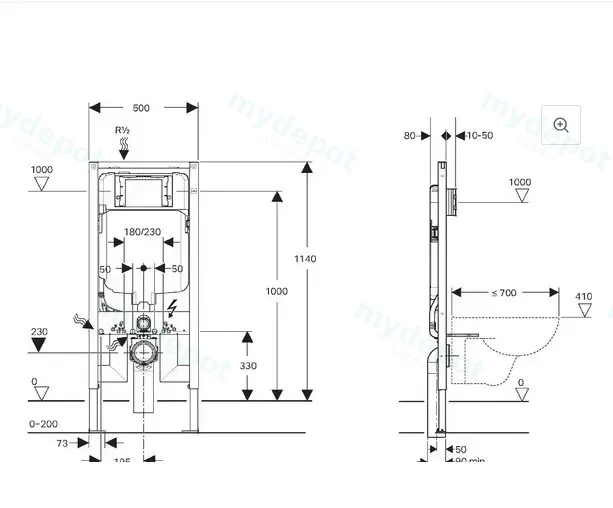 Agena Geberit Inwall Wall Hung Toilet Suite Agena Tonardo Rimless Flush Wall-Hung Pan view 2