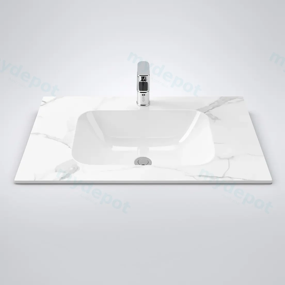 750Lx460Dx180Hmm White Marble Look Sintered Stone Top With Undermount Basin view 4