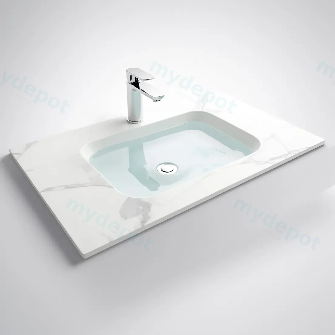 750Lx460Dx180Hmm White Marble Look Sintered Stone Top With Undermount Basin view 5