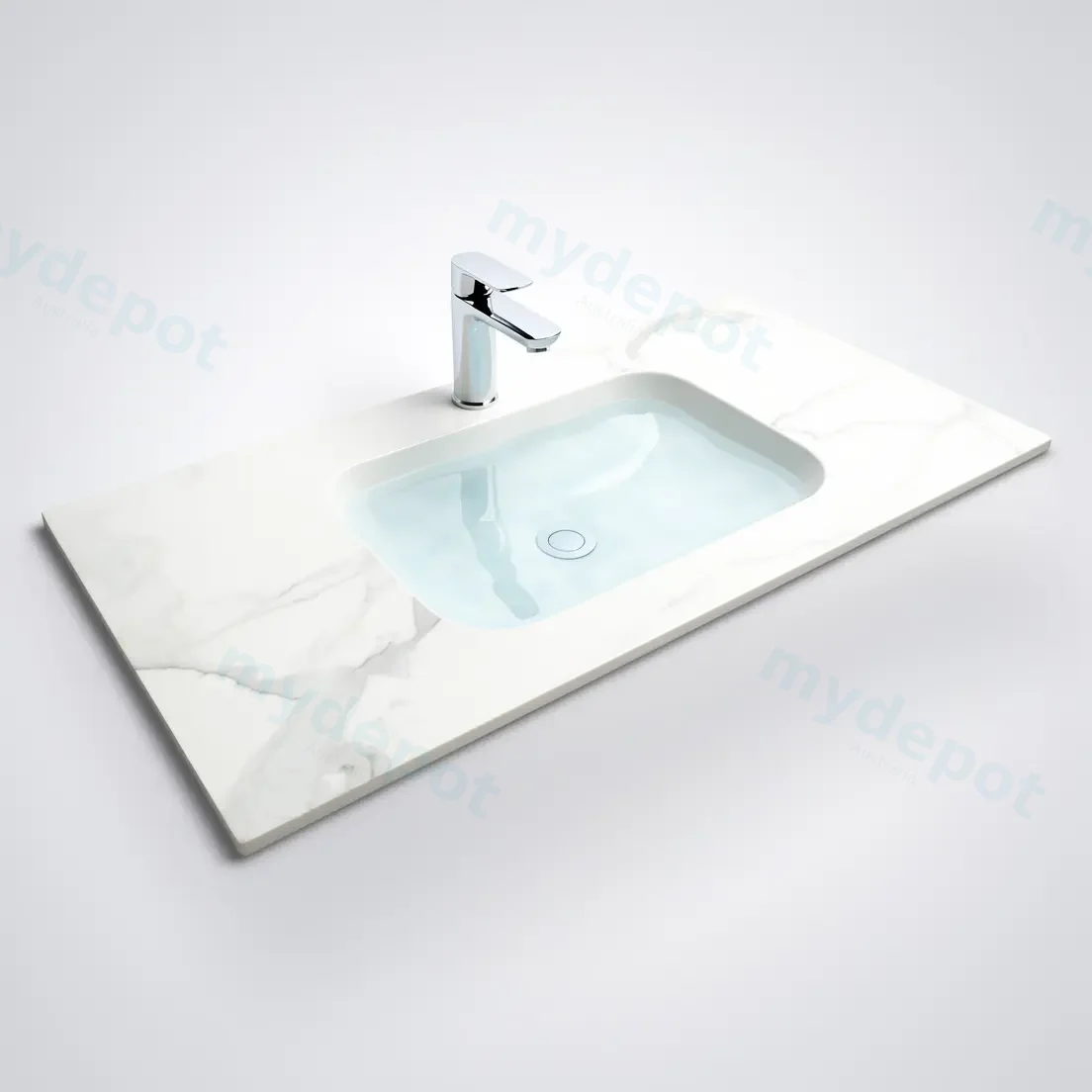900Lx460Dx180Hmm White Marble Look Sintered Stone Top With Undermount Basin view 5