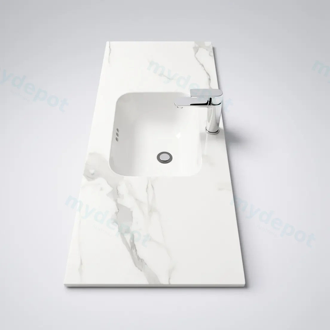 1200Lx460Dx180Hmm White Marble Look Sintered Stone Top With Undermount Basin view 4