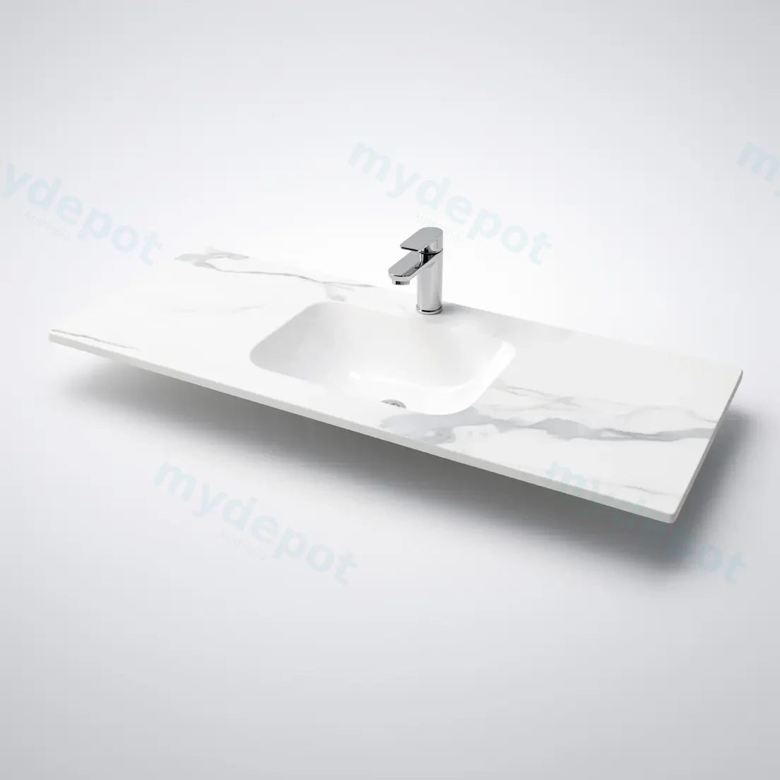 1200Lx460Dx180Hmm White Marble Look Sintered Stone Top With Undermount Basin view 5