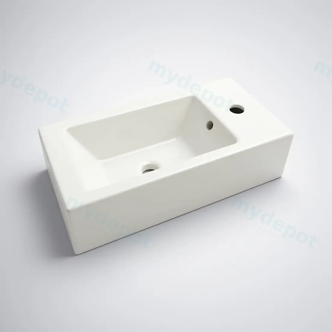510Lx255Dx150Hmm Gloss White Ceramic Top Right Tap Hole view 5
