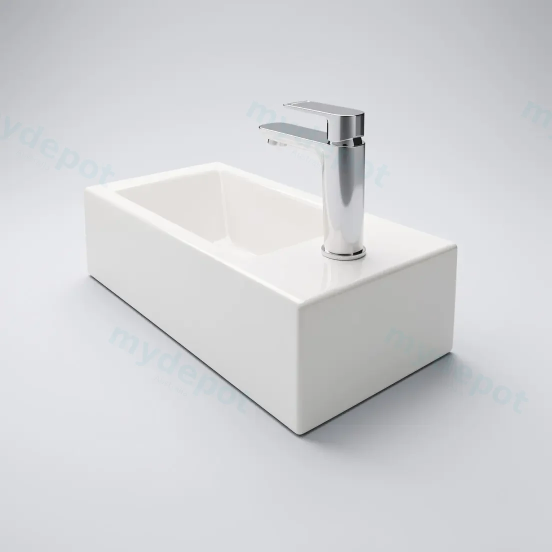 510Lx255Dx150Hmm Gloss White Ceramic Top Right Tap Hole view 7