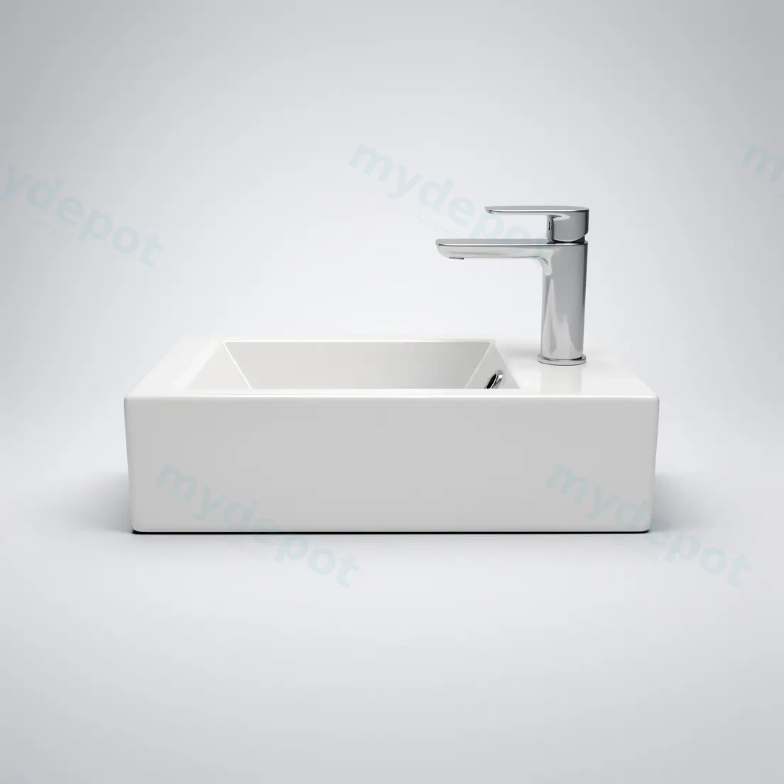 510Lx255Dx150Hmm Gloss White Ceramic Top Right Tap Hole view 8