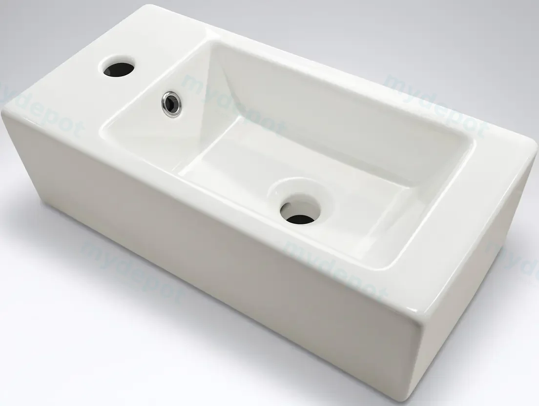 510Lx255Dx150Hmm Gloss White Ceramic Top Left Tap Hole view 4
