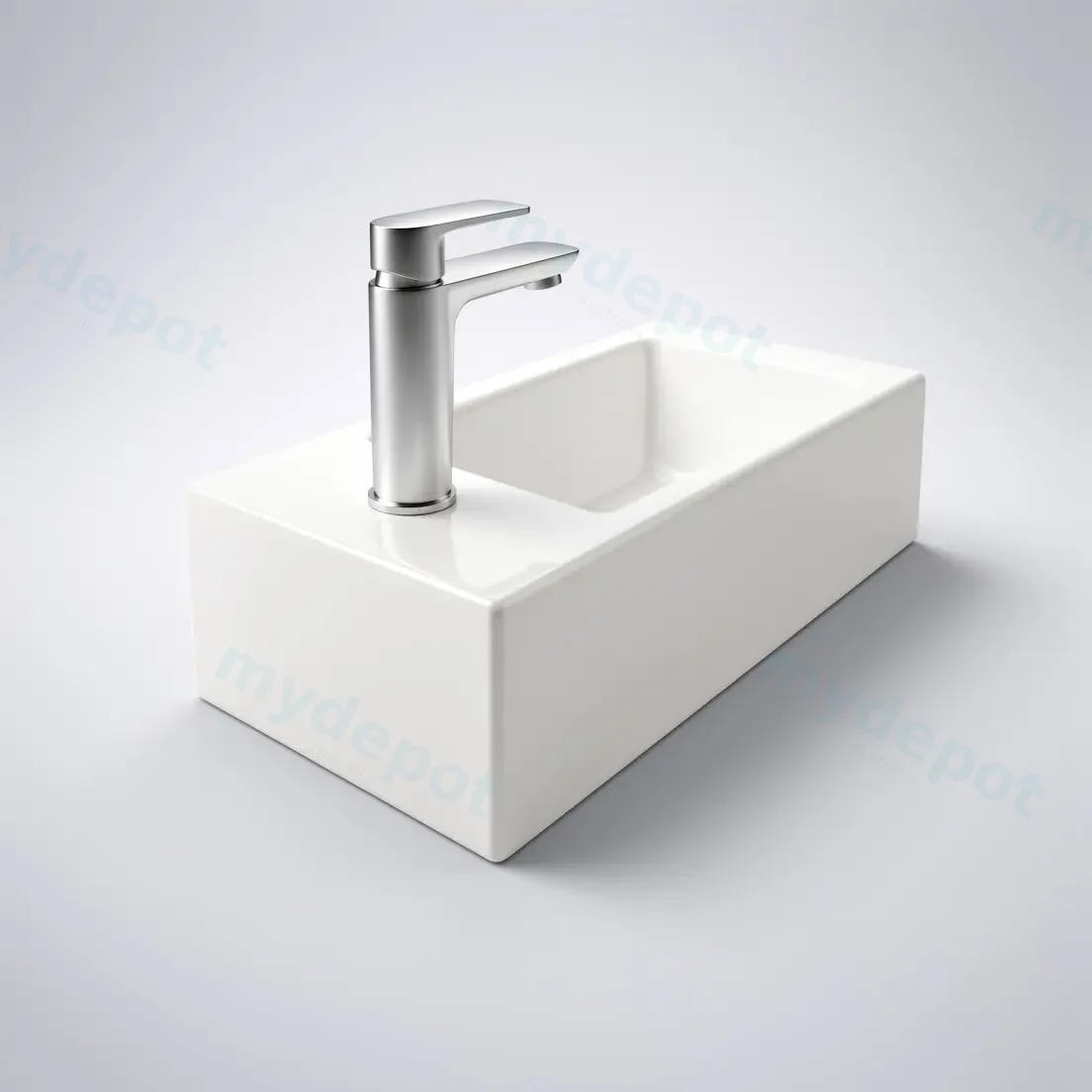 510Lx255Dx150Hmm Gloss White Ceramic Top Left Tap Hole view 6