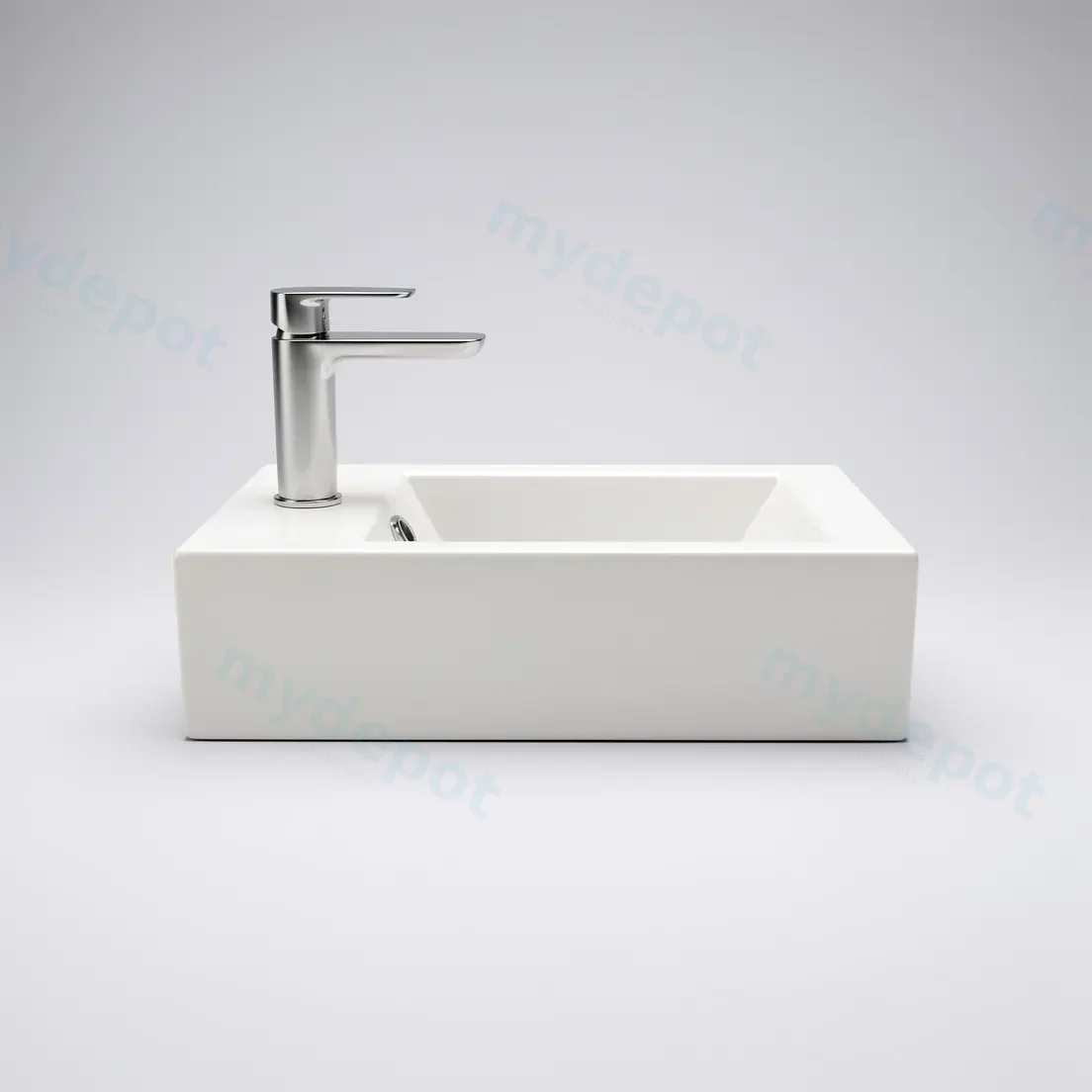 510Lx255Dx150Hmm Gloss White Ceramic Top Left Tap Hole view 9