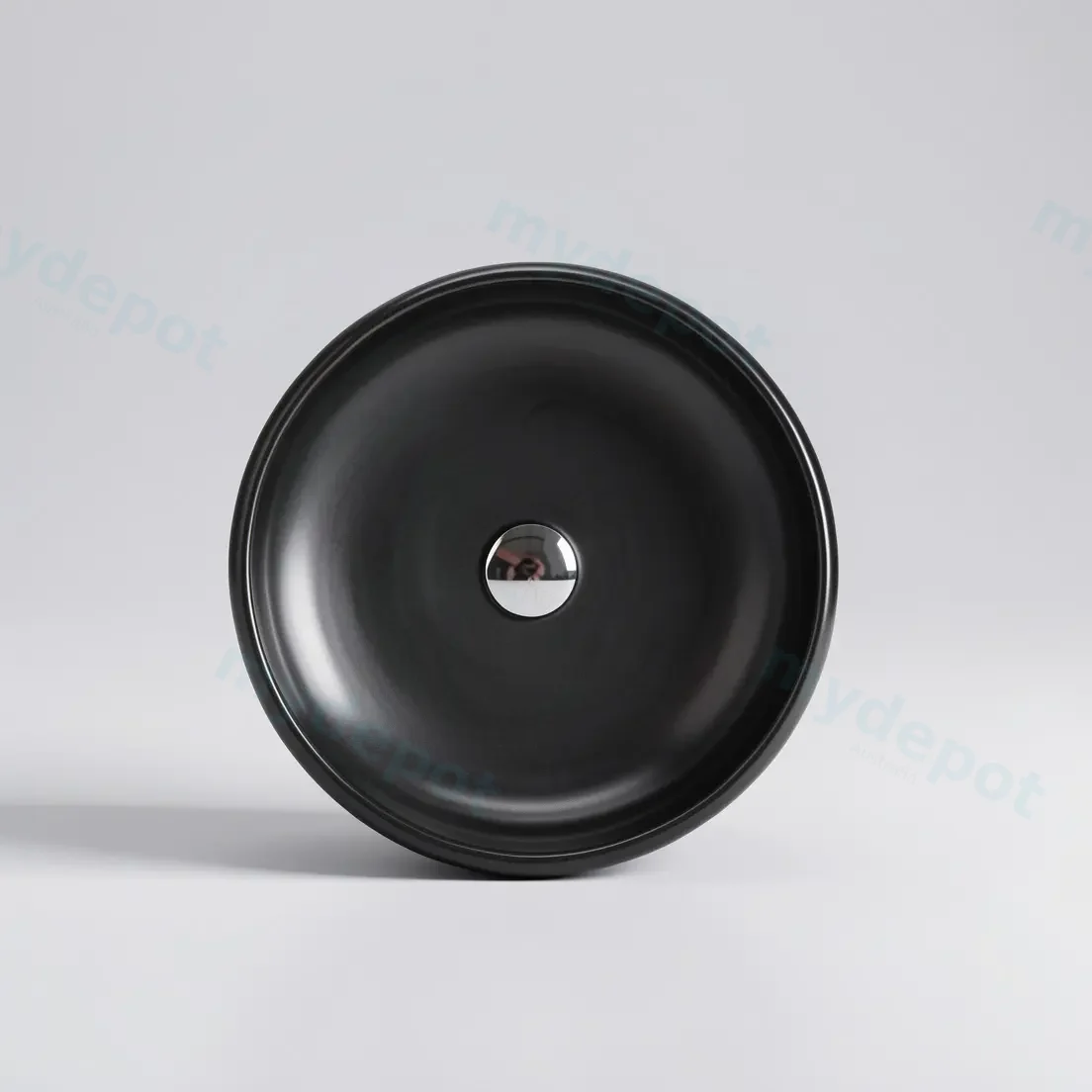 Asti 87 Counter-Top Circular Matt Black Basin, No Overflow view 2