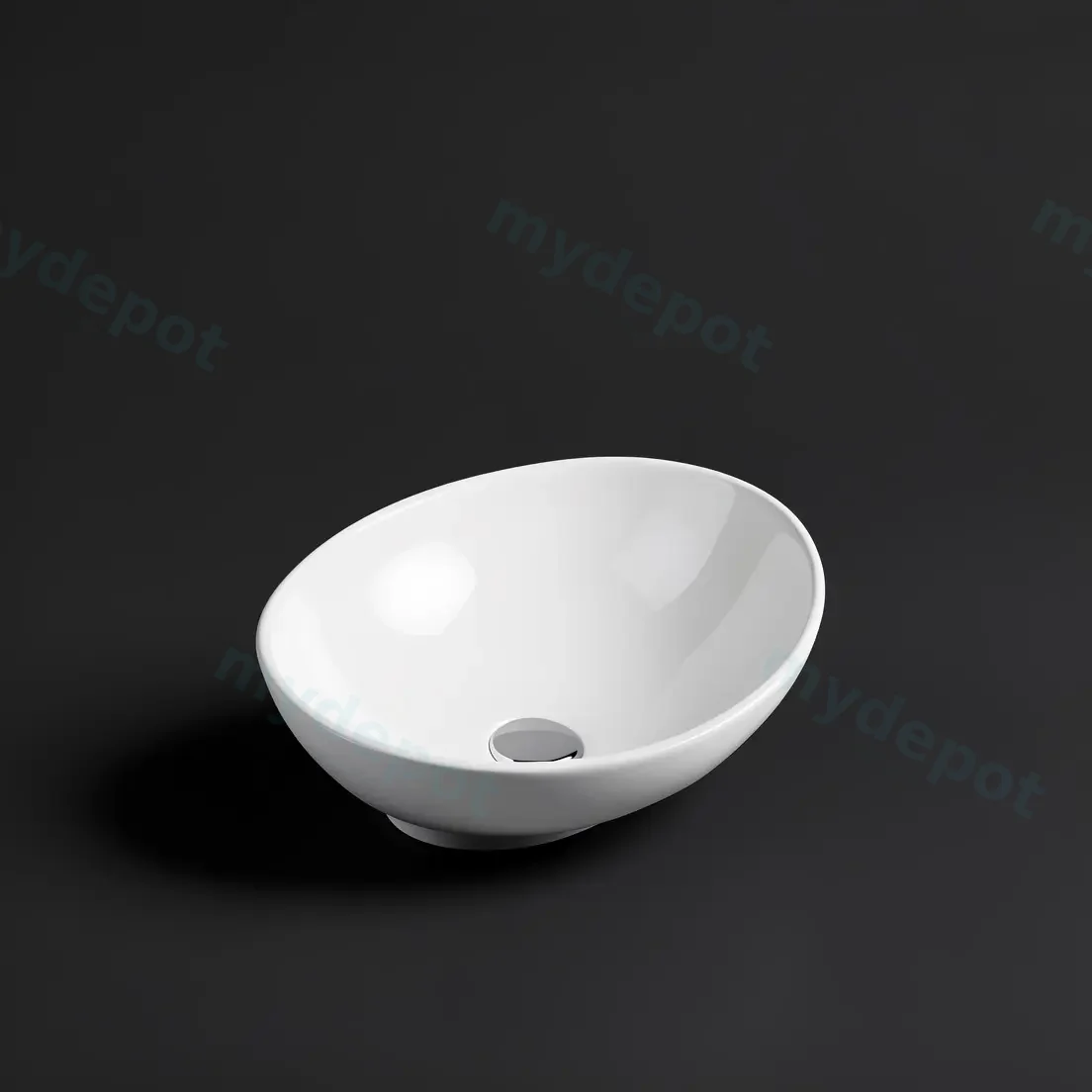 410*340*135mm Matte White Birch Fine Ceramic Above Counter Basin No Overflow,32mm Waste view 2
