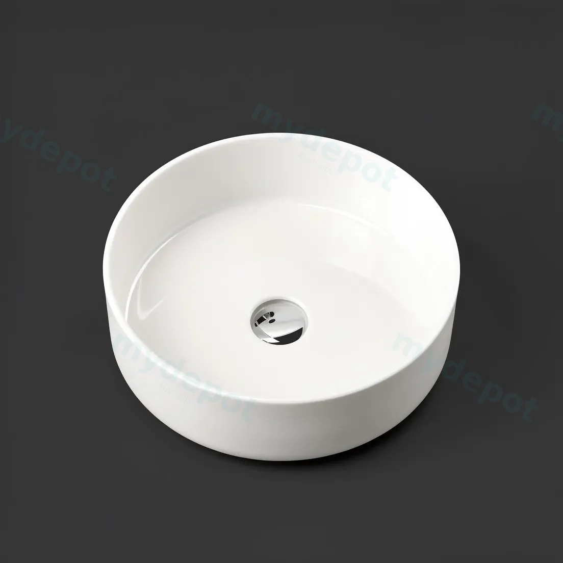 360x360x120mm Round Gloss White Ceramic Above Counter Basin Non-overflow view 5