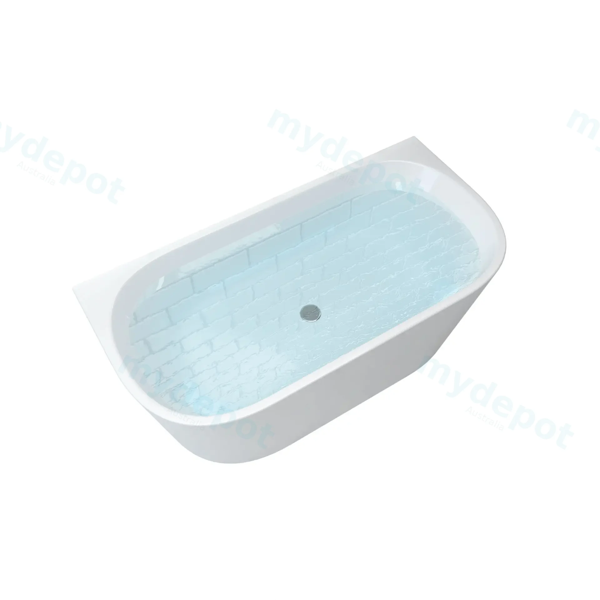 1700mm Ellis Back To Wall Bathtub Gloss White Acrylic Round Edge view 5