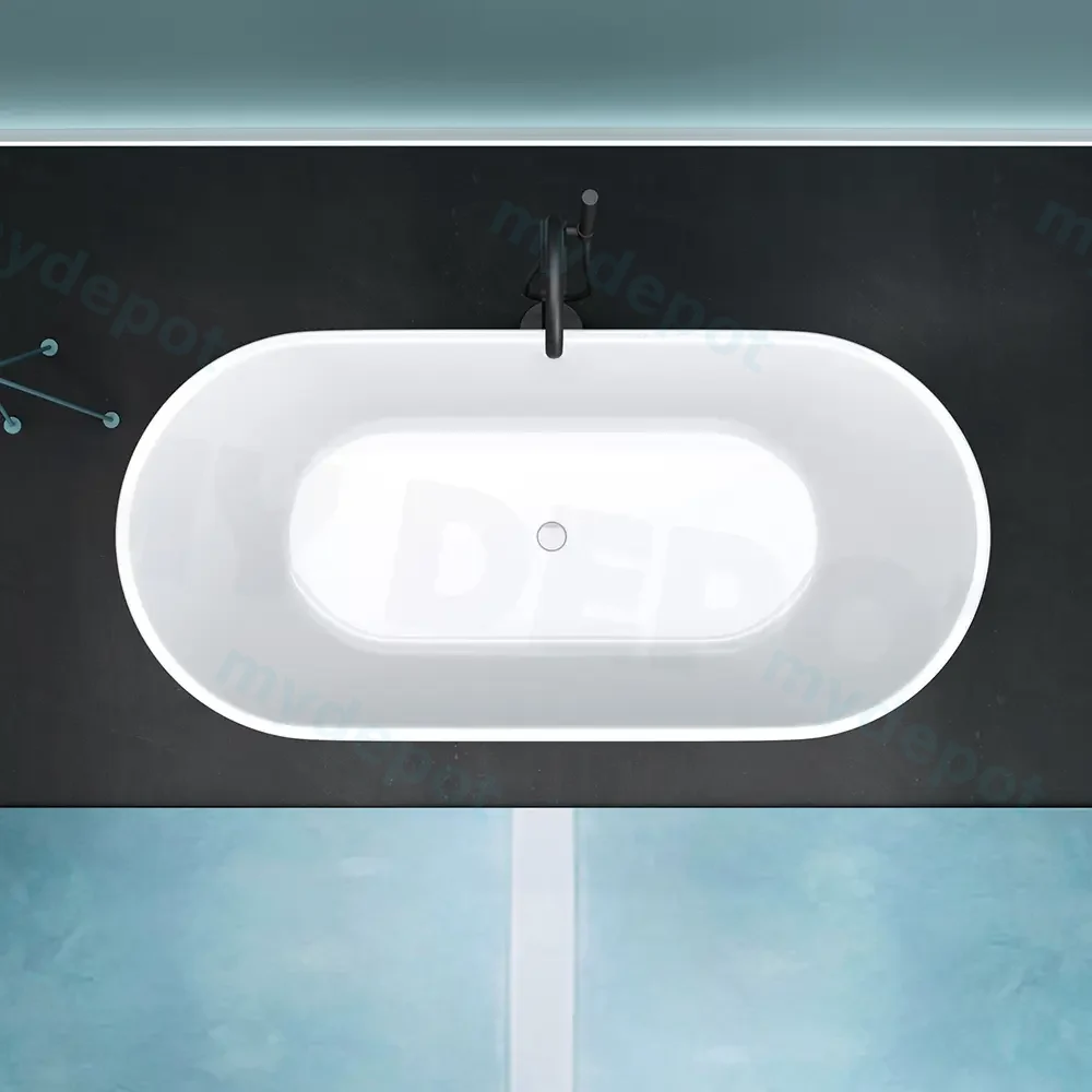 1500mm Round Gloss White Acrylic Free Standing Bathtub view 6