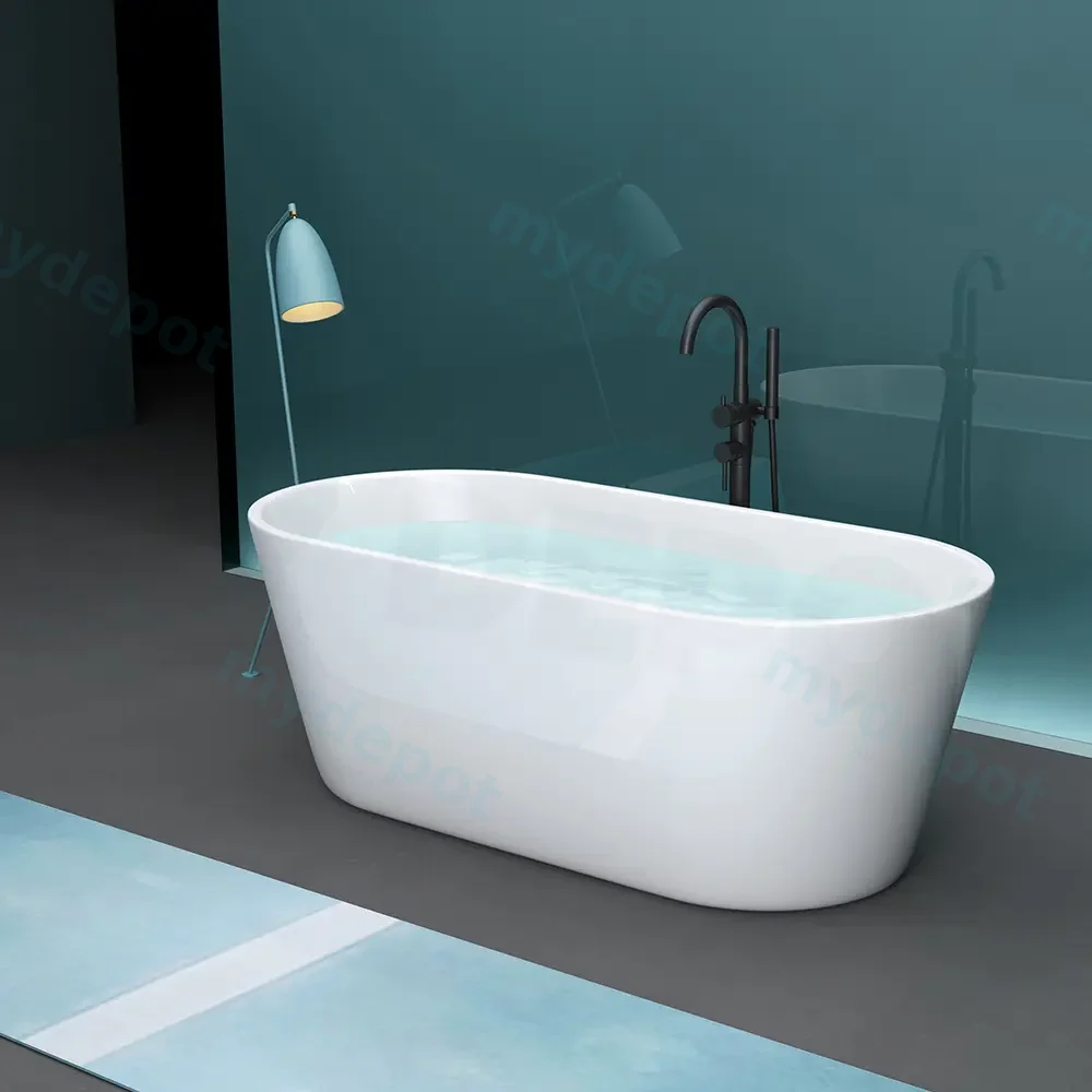 1500mm Round Gloss White Acrylic Free Standing Bathtub view 7