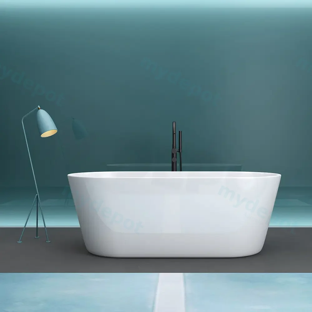 1500mm Round Gloss White Acrylic Free Standing Bathtub view 8