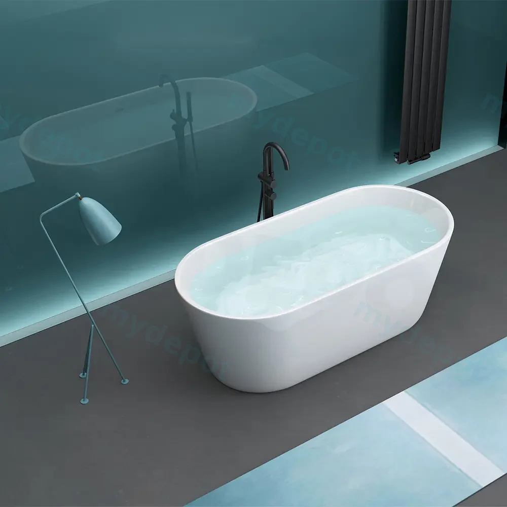 1700mm Round Gloss White Acrylic Free Standing Bathtub view 2