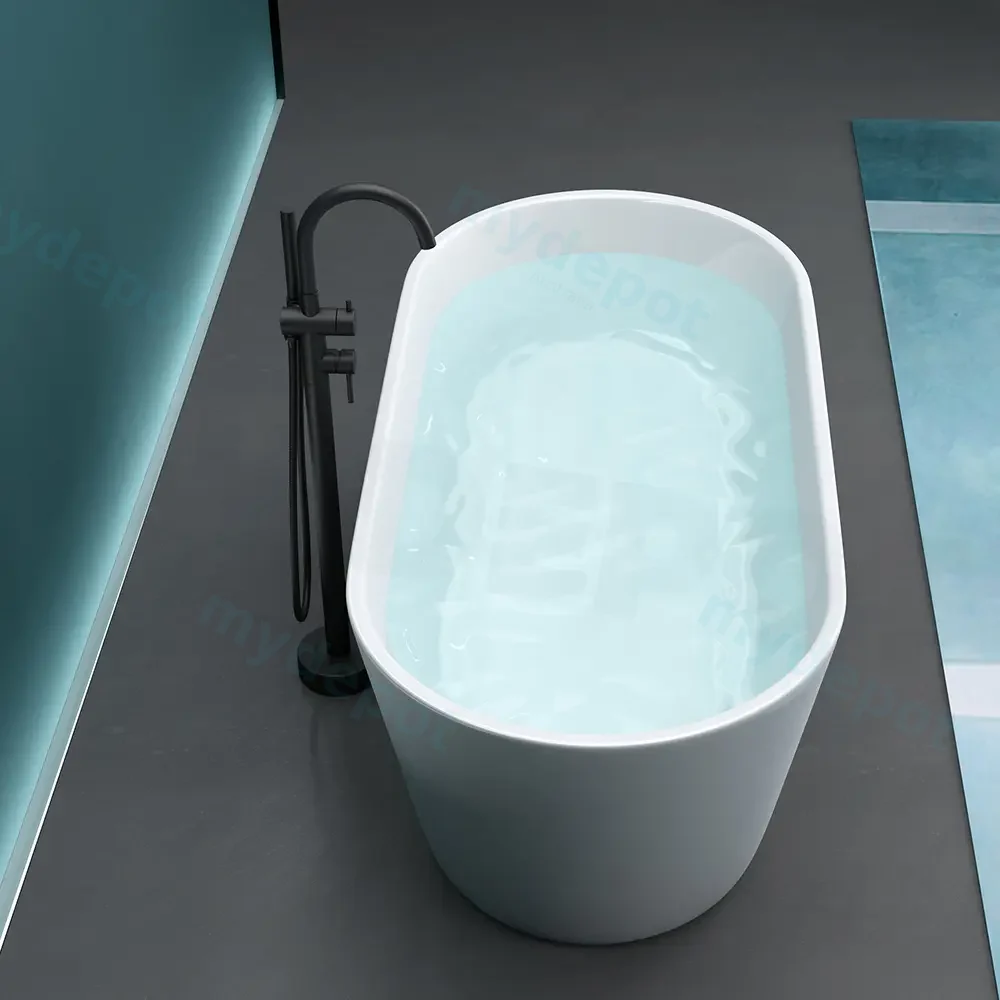 1700mm Round Gloss White Acrylic Free Standing Bathtub view 3