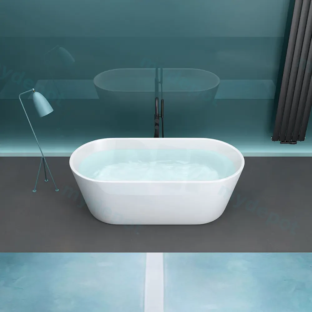 1700mm Round Gloss White Acrylic Free Standing Bathtub view 4