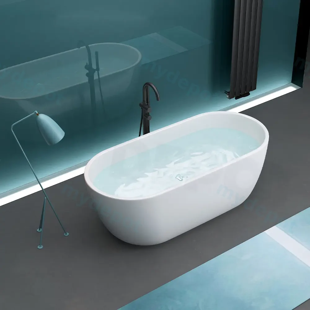 1500mm Belle Round Gloss White Acrylic Free Standing Bathtub view 2