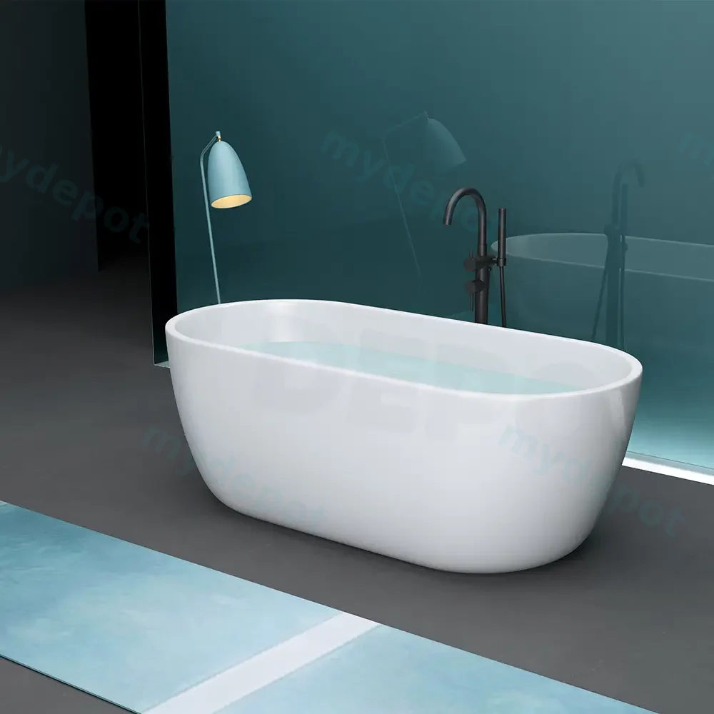 1700mm Belle Round Gloss White Acrylic Free Standing Bathtub view 6