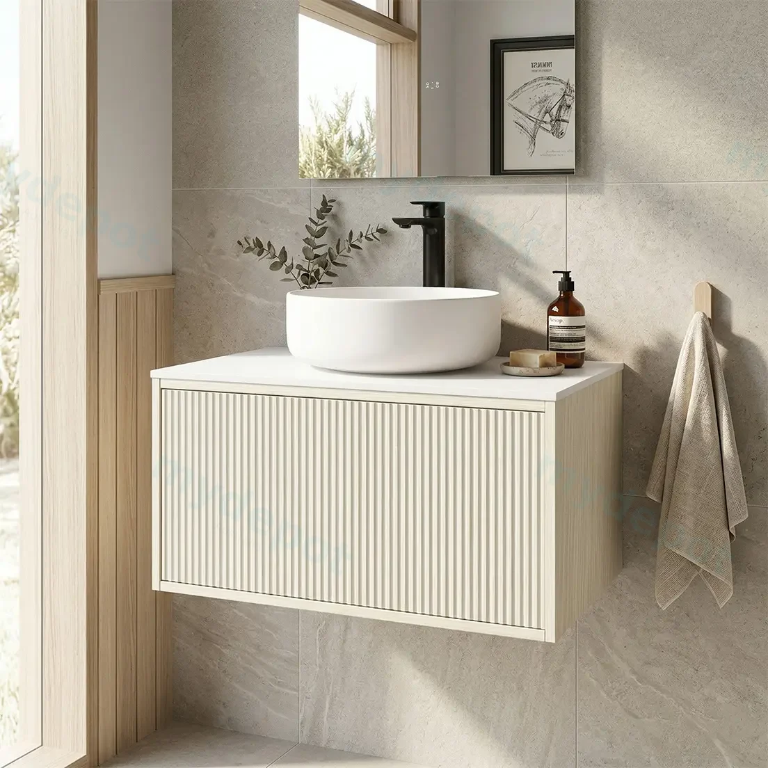 Kiama 750mm Coastal Oak One Drawer Wall Hung Vanity Cabinet Only view 2