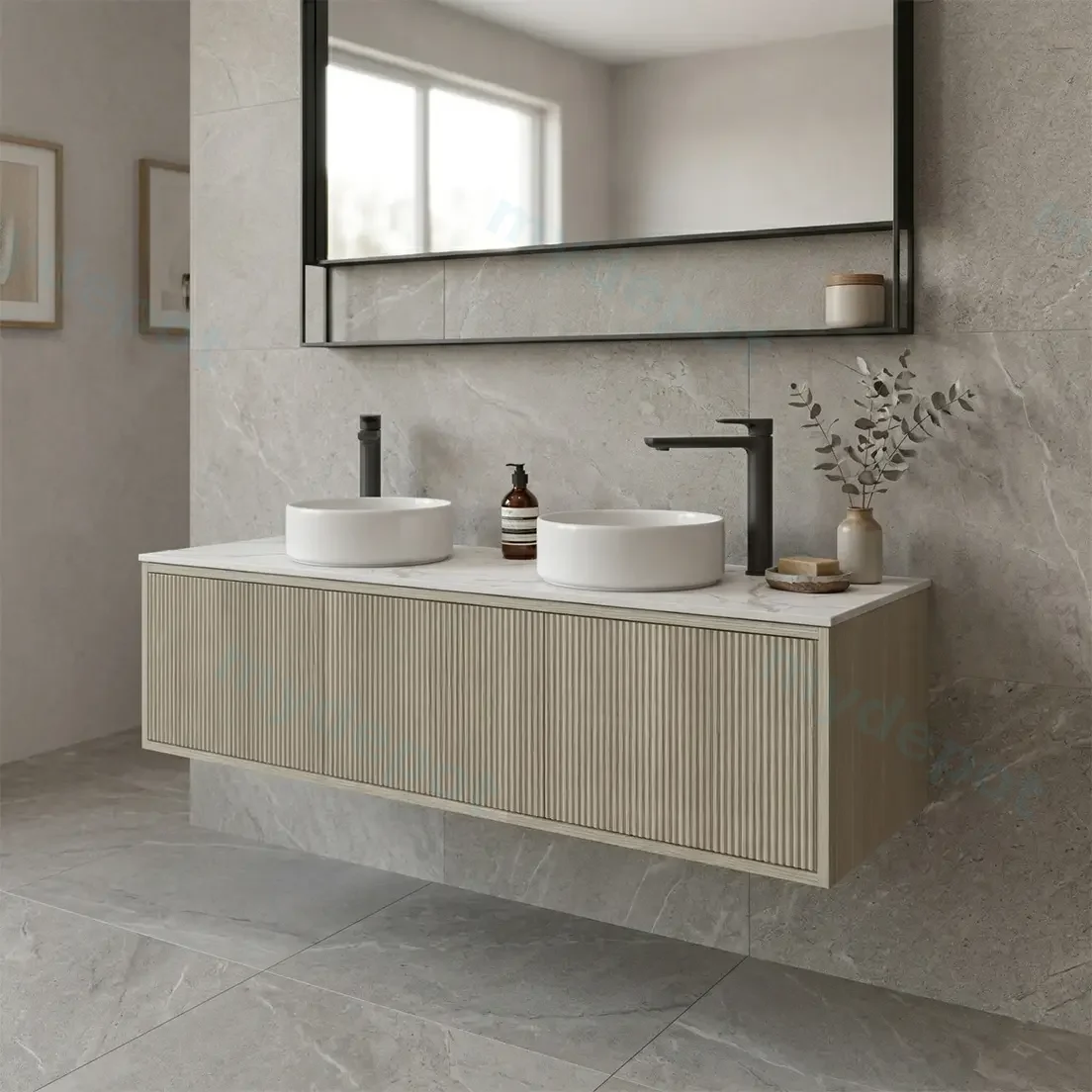 1500mm Kiama Coastal Oak Midder Door Narrow Wall Hung Vanity Cabinet Only view 2