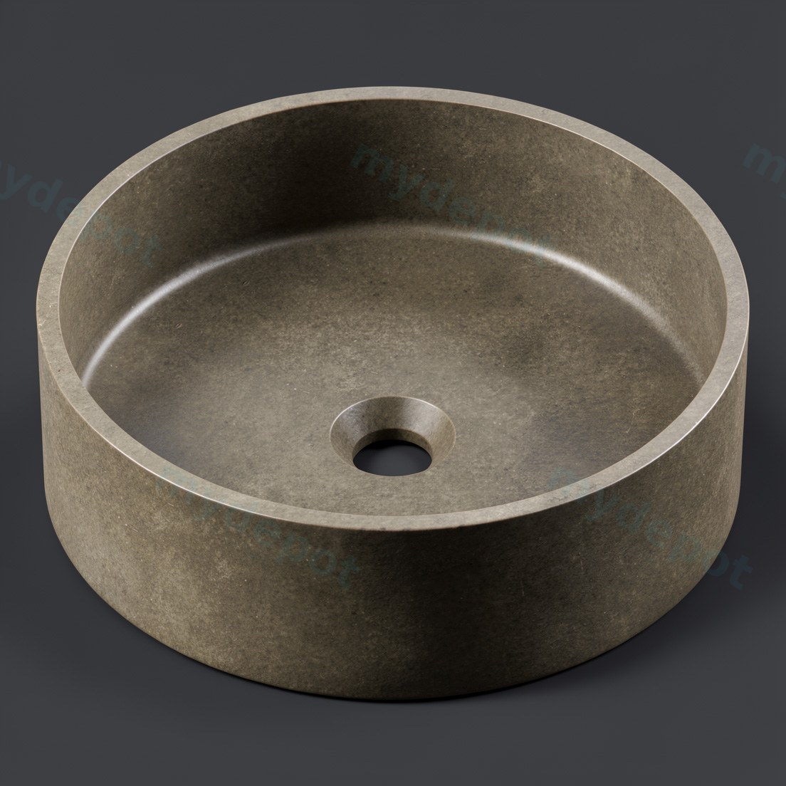Zale Concrete Round Basin Grey 390 x 120 NTH(Dark Grey) view 2