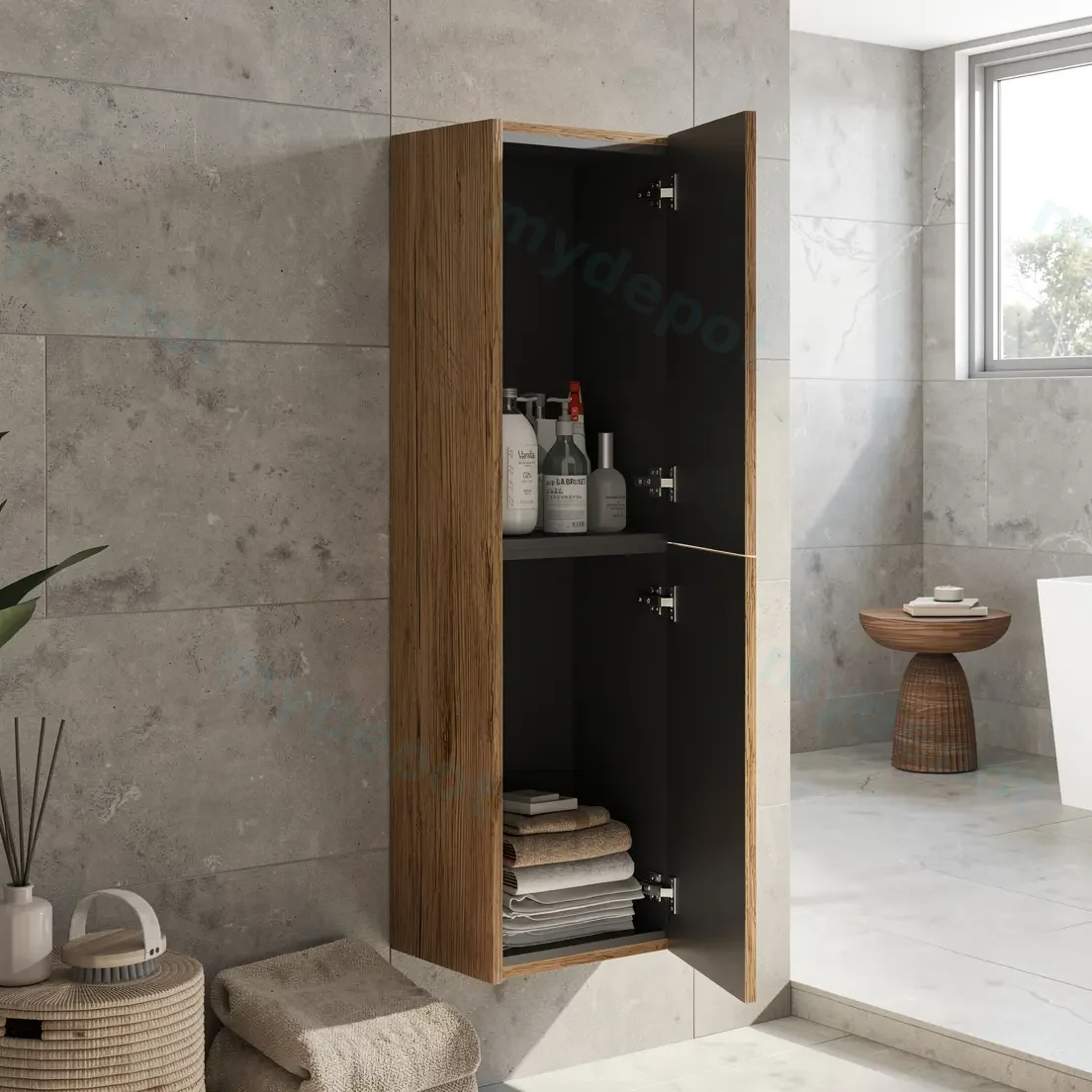 Customised Kiama Tall Boy Cabinet - Prime Oak - 400L x 300D x 1350H mm - 2 Doors view 2