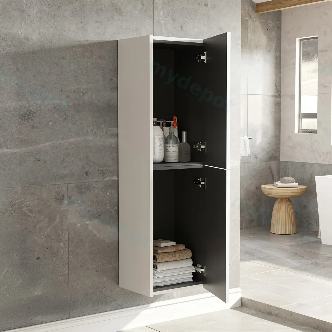 Customised Kiama Tall Boy Cabinet - Matte White - 400L x 300D x 1350H mm - 2 Doors view 2