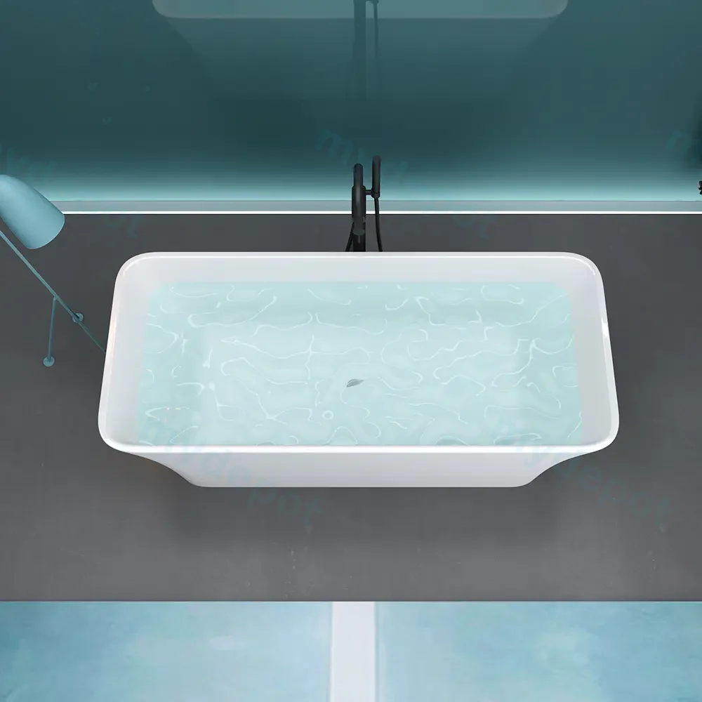 1700mm Gloss White Acrylic Free Standing Bathtub view 2