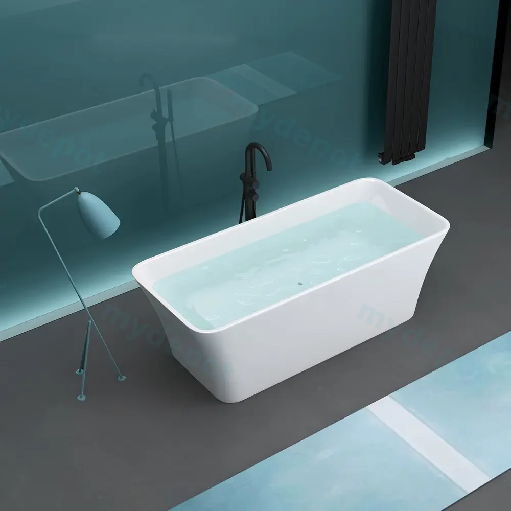 1700mm Gloss White Acrylic Free Standing Bathtub view 3