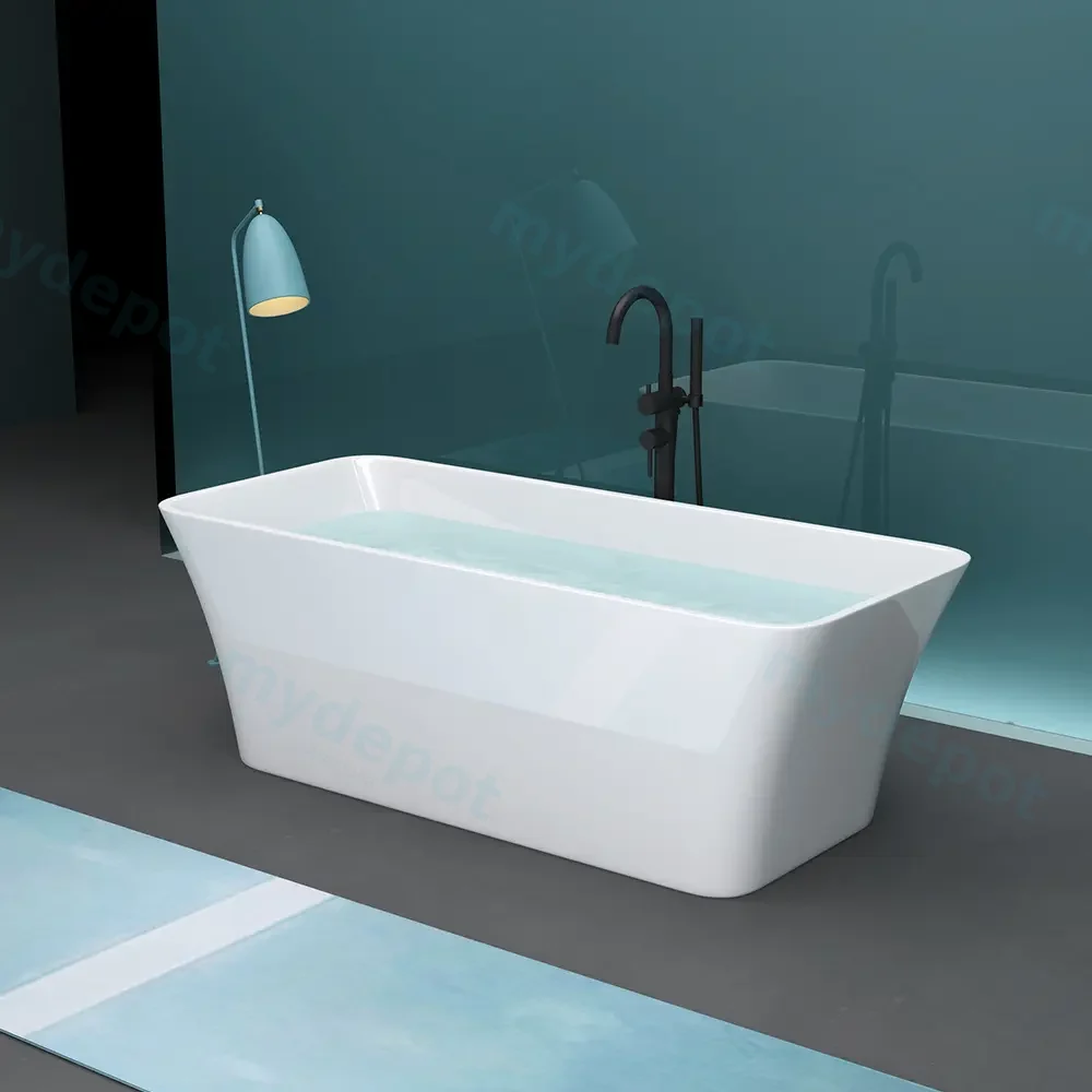 1700mm Gloss White Acrylic Free Standing Bathtub view 6