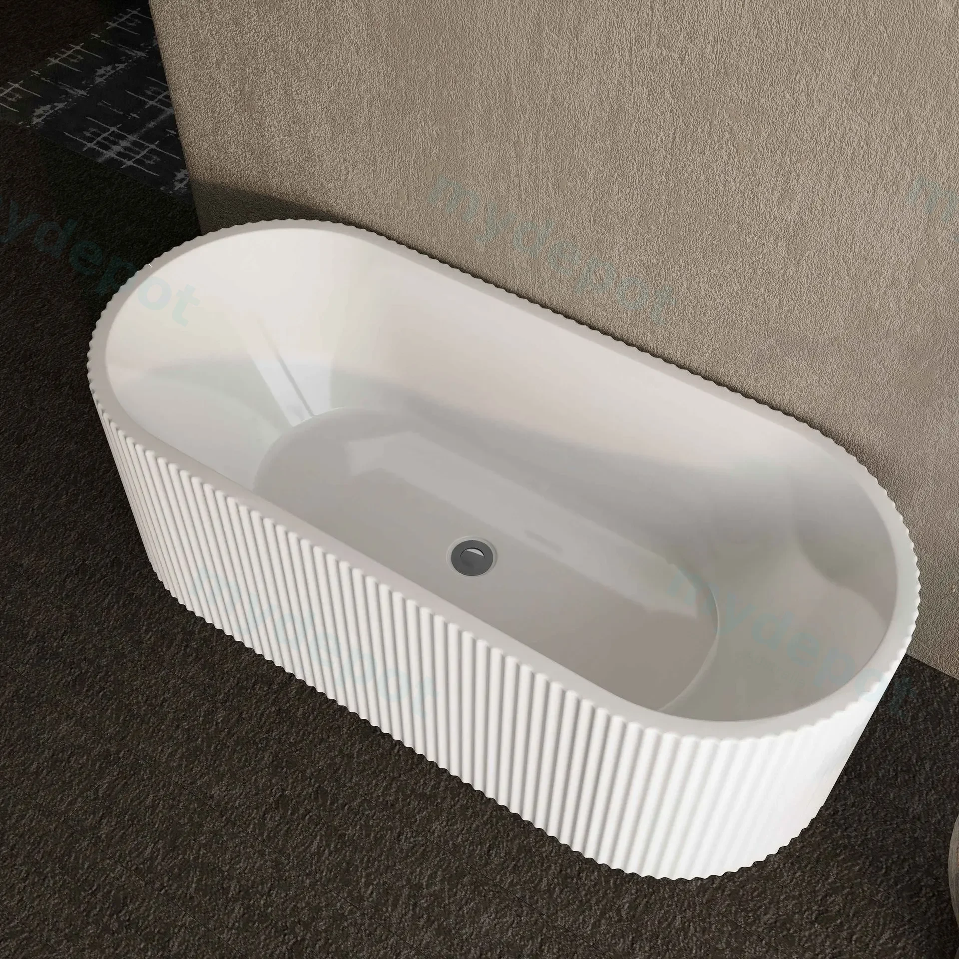 1700mm Kiama Grooved Gloss White Freestanding Bathtub view 3