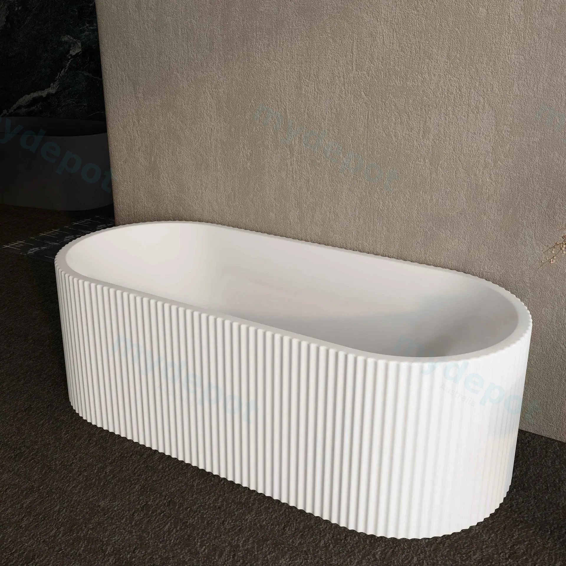 1700mm Kiama Grooved Gloss White Freestanding Bathtub view 4