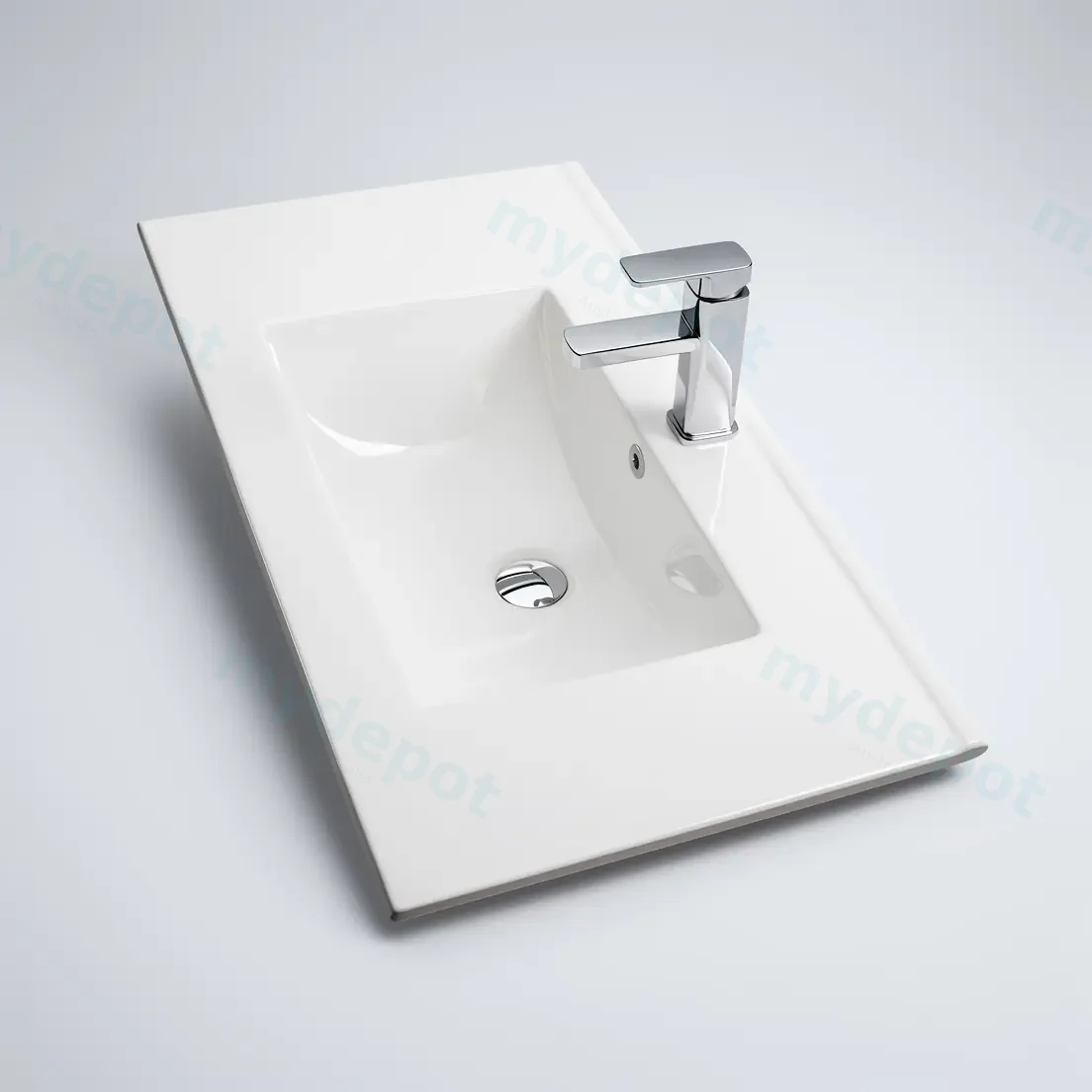 600Lx460Dx180HMM NANA Gloss White Thin Edge Ceramic Top view 2
