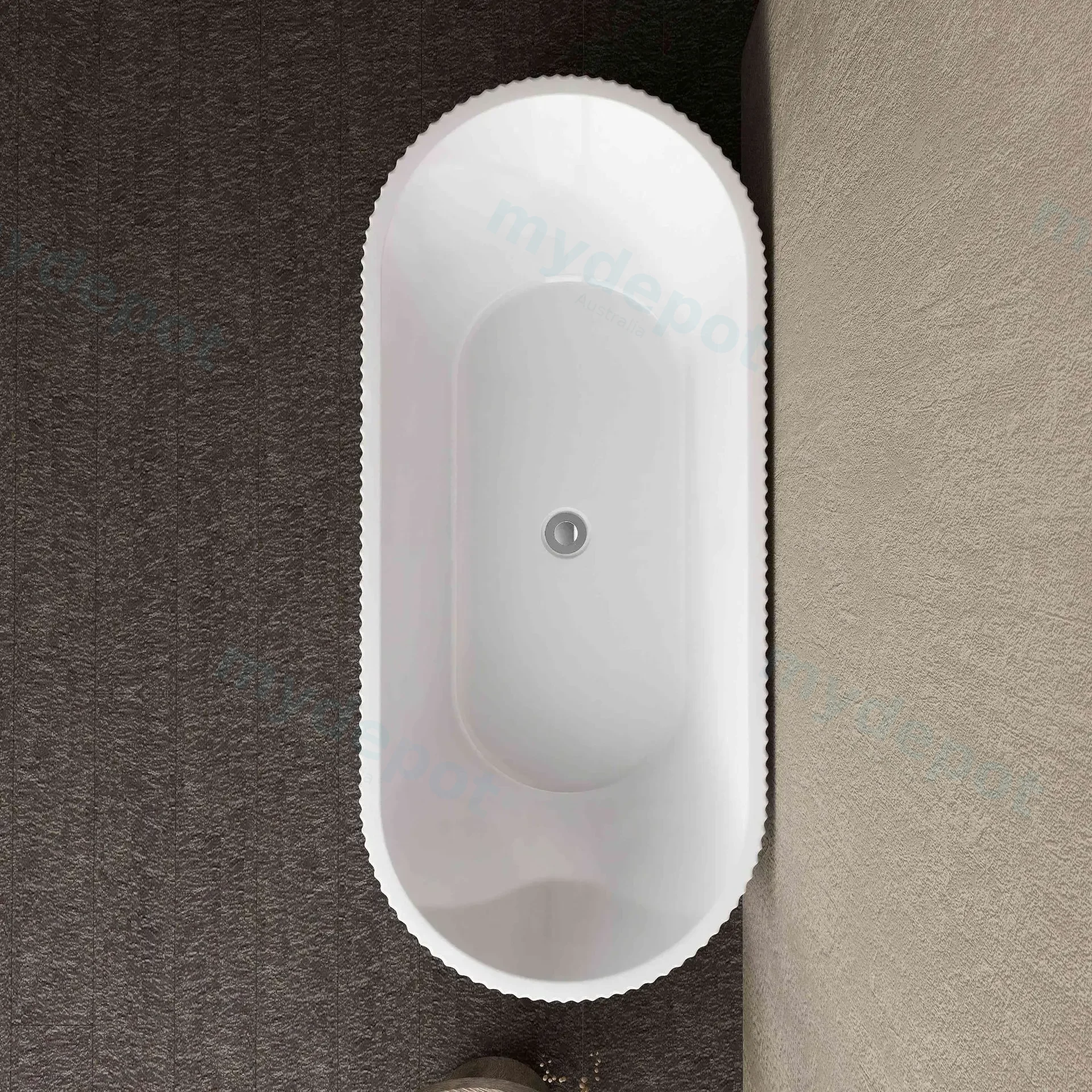 1700mm Kiama Grooved Gloss White Freestanding Bathtub view 7