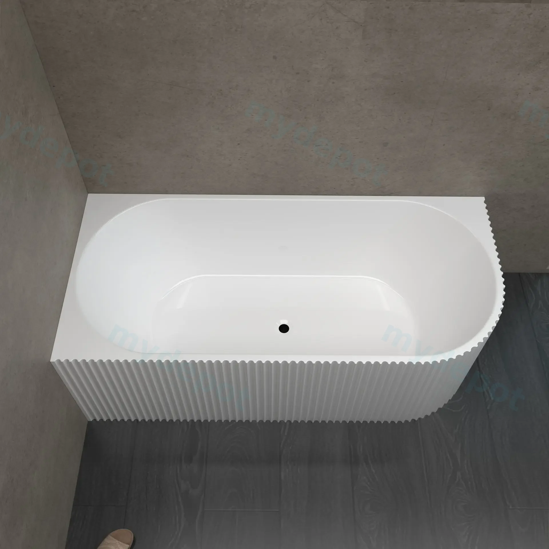 1700mm Kiama Grooved Gloss White Left Corner Fit Bathtub view 3
