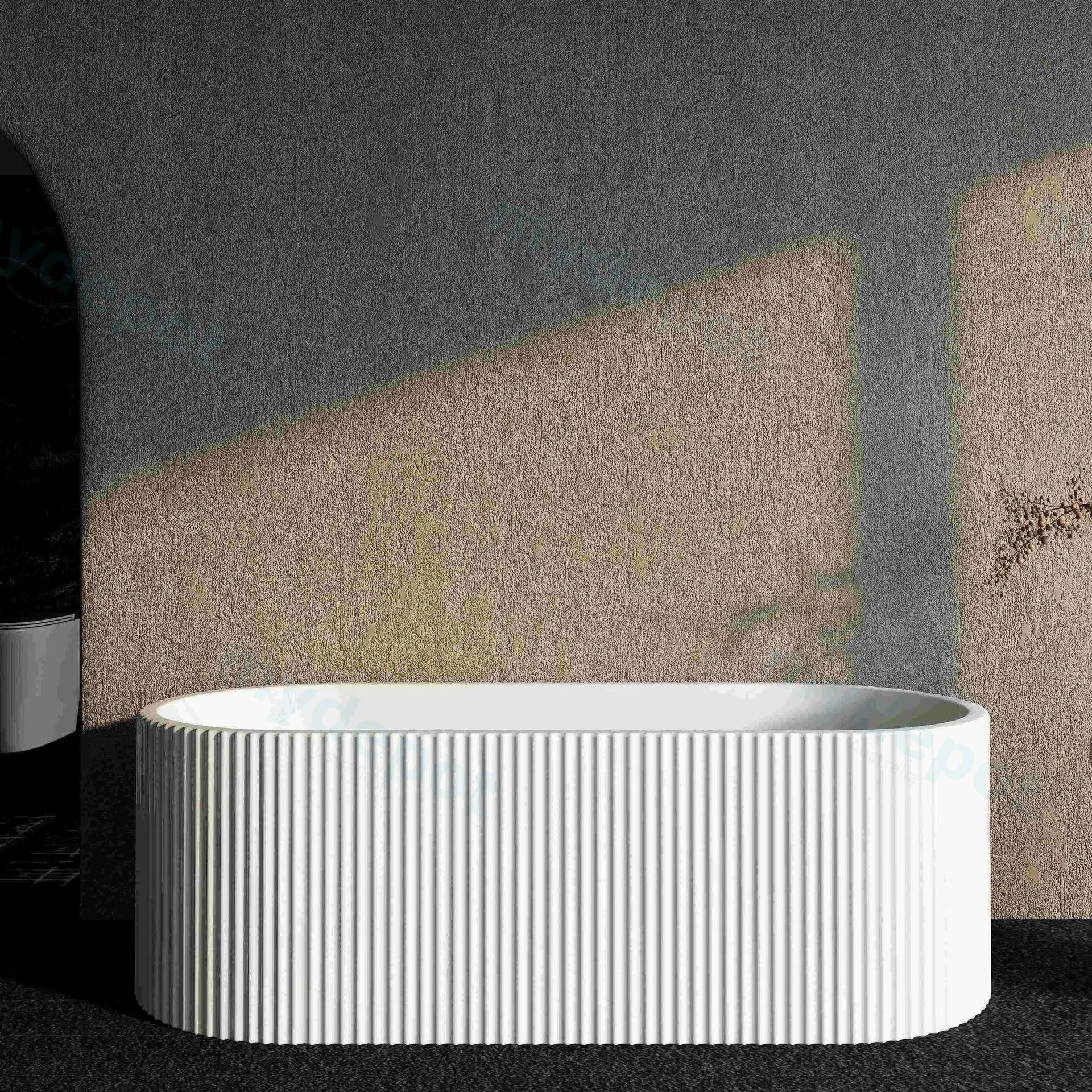 1500mm Kiama Grooved Gloss White Freestanding Bathtub view 8