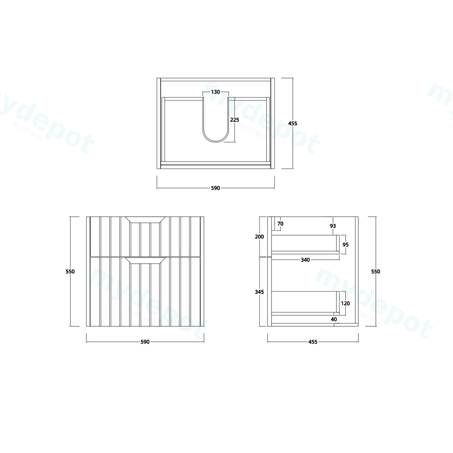 600mm Aria Matte White MDF Two Drawers Wall Hung Bathroom Vanity Cabinet Only With Handle view 6