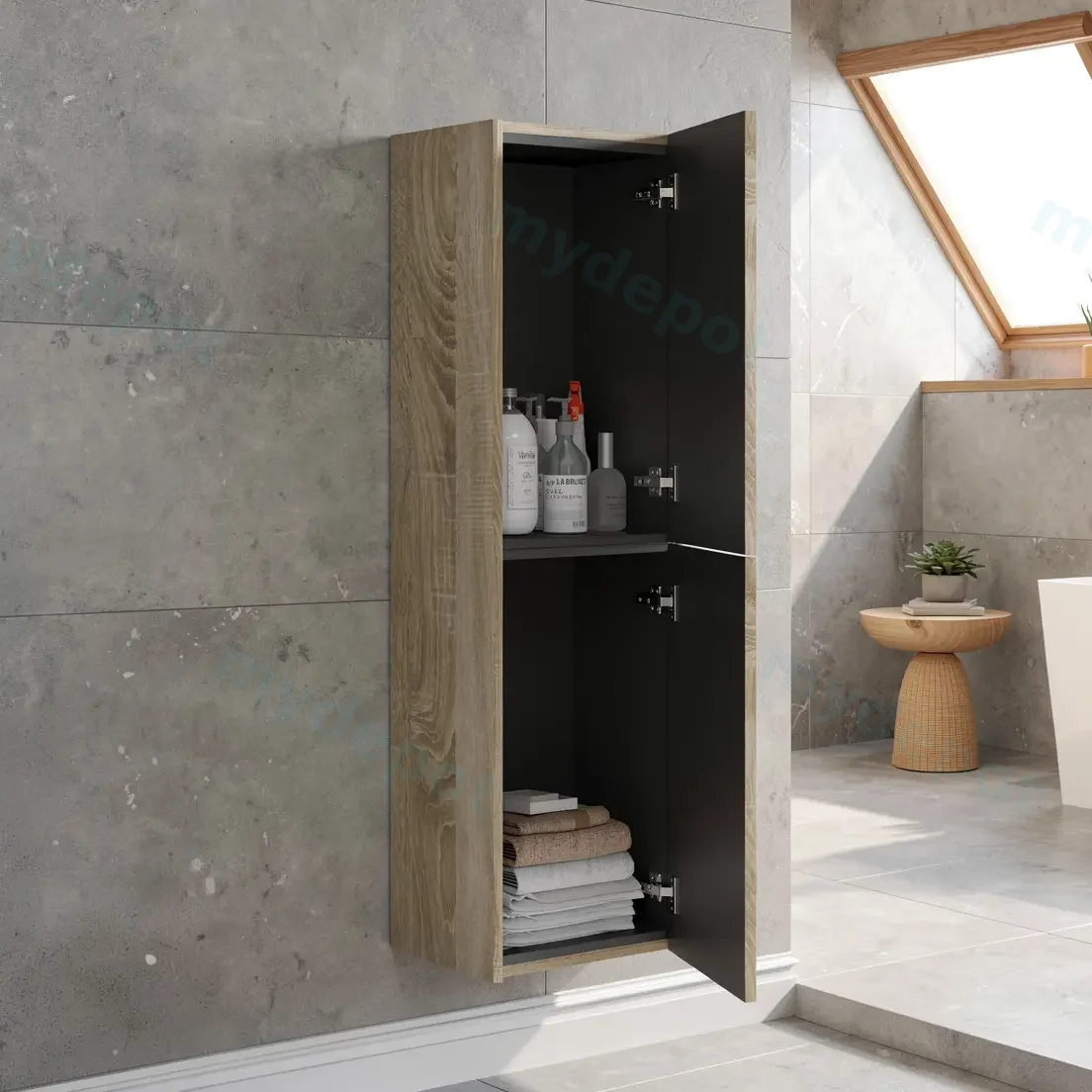 Customised Kiama Tall Boy Cabinet - White Oak - 400L x 300D x 1350H mm - 2 Doors view 2