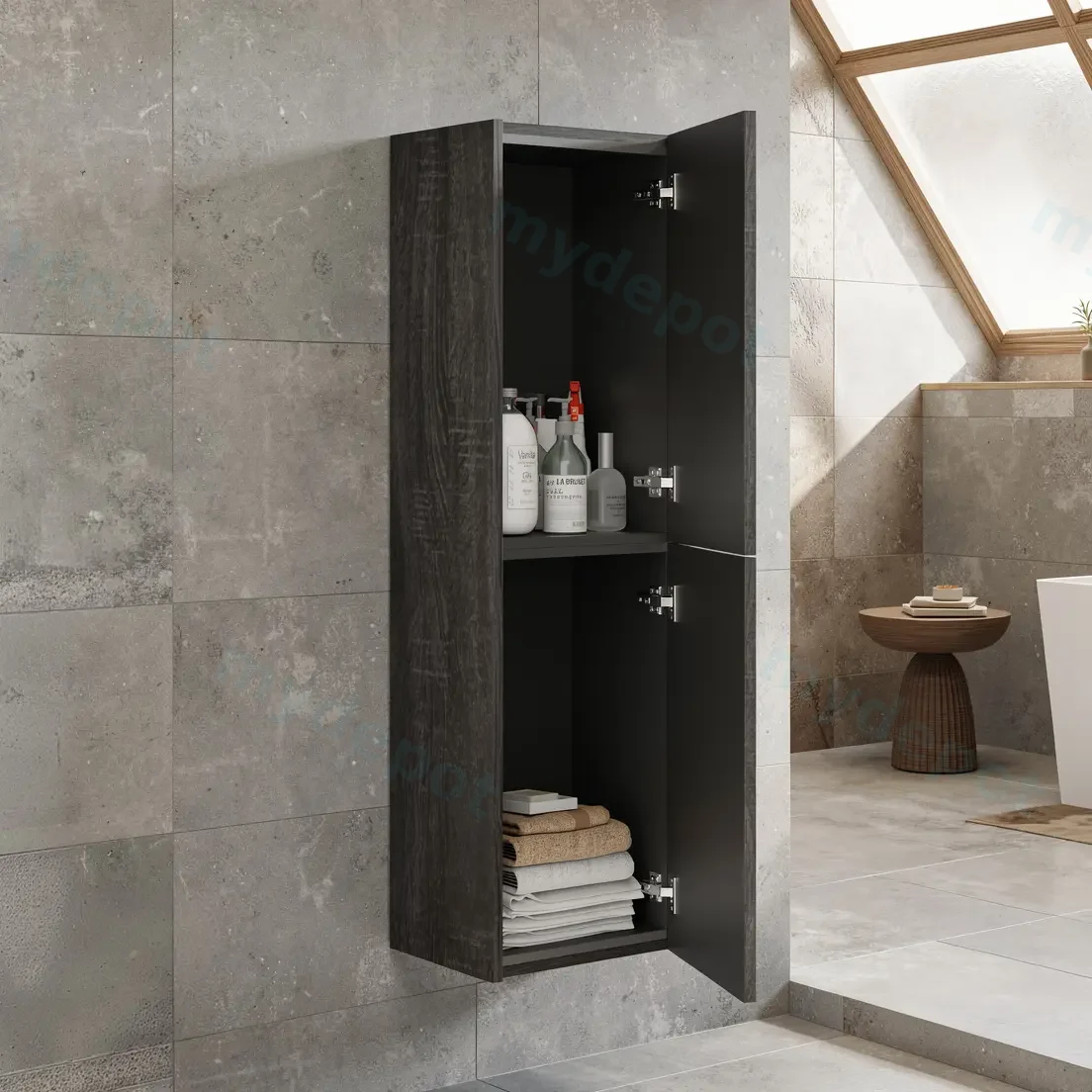 Customised Kiama Tall Boy Cabinet - Dark Grey - 400L x 300D x 1350H mm - 2 Doors view 2